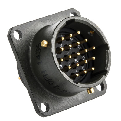 Amphenol Limited, 62GB 19 Way Box Mount MIL Spec Circular Connector Receptacle, Pin Contacts,Shell Size 14, Bayonet
