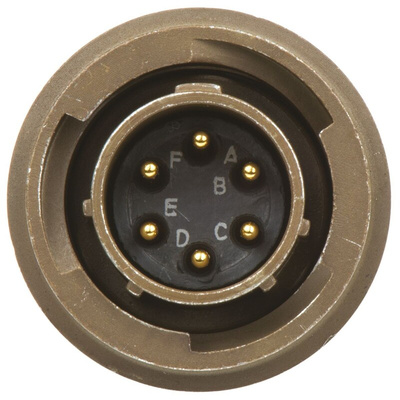 ITT Cannon, KPT 6 Way Cable Mount MIL Spec Circular Connector Plug, Pin Contacts,Shell Size 10, Bayonet Coupling