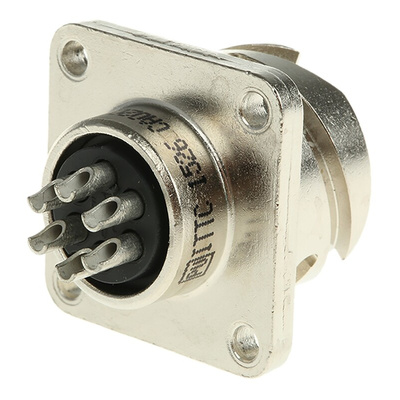 ITT Cannon, CA-COM 6 Way Box Mount MIL Spec Circular Connector Receptacle, Socket Contacts,Shell Size 14S, Bayonet
