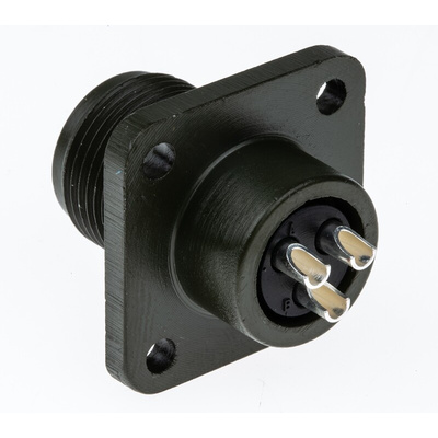 Amphenol Industrial, MS3102A 3 Way Box Mount MIL Spec Circular Connector Receptacle, Pin Contacts,Shell Size 10SL,