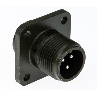 Amphenol Industrial, MS3102A 3 Way Box Mount MIL Spec Circular Connector Receptacle, Pin Contacts,Shell Size 10SL,