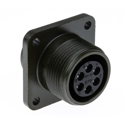 Amphenol Industrial, MS3102A 6 Way Box Mount MIL Spec Circular Connector Receptacle, Socket Contacts,Shell Size 14S,