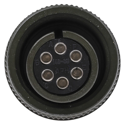 Amphenol Industrial, MS3106A 6 Way Cable Mount MIL Spec Circular Connector, Socket Contacts,Shell Size 14S, Screw