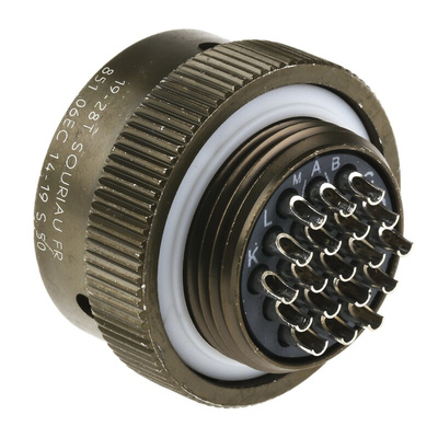 Souriau, 851 19 Way Cable Mount MIL Spec Circular Connector Plug, Socket Contacts,Shell Size 14, Bayonet Coupling,