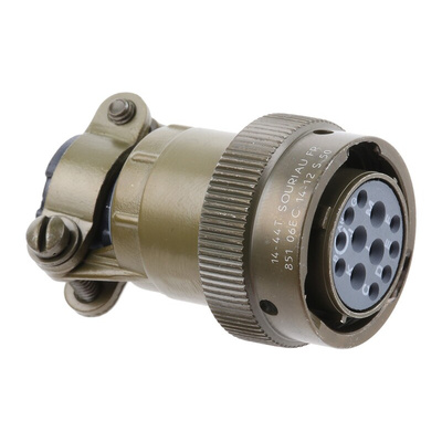 Souriau, 851 12 Way Cable Mount MIL Spec Circular Connector Plug, Socket Contacts,Shell Size 14, Bayonet Coupling,