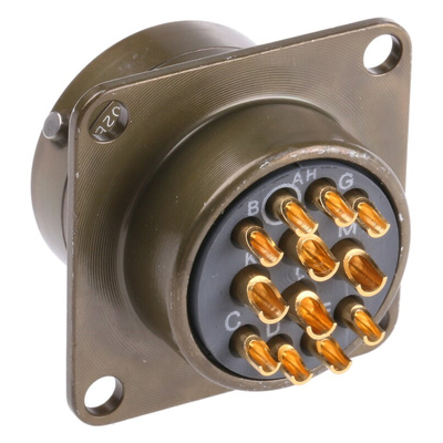 Souriau, 851 12 Way Panel Mount MIL Spec Circular Connector Receptacle, Pin Contacts,Shell Size 14, Bayonet Coupling,