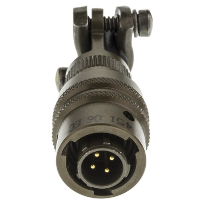 Amphenol Socapex, 451 4 Way Cable Mount MIL Spec Circular Connector Plug, Pin Contacts,Shell Size 8, Bayonet Coupling