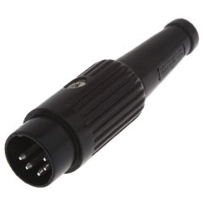 Deltron 4 Pole Din Plug, DIN 41524, DIN 45322, DIN 45326, DIN 45327, DIN 45329, 2A, 34 V ac/dc, Locking Ring, Male,