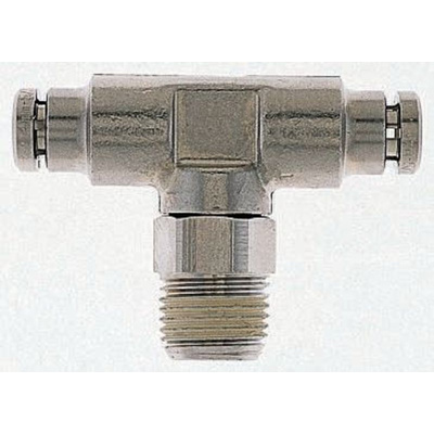 Norgren Threaded-to-Tube Tee Connector Push In 4 mm x Push In 4 mm x R 1/8 18 bar