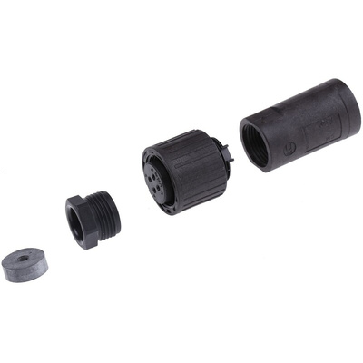 Hirschmann, CM 06 4 Way Cable Mount MIL Spec Circular Connector Plug, Socket Contacts,Shell Size 14, Screw Coupling,