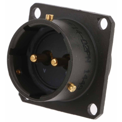 Amphenol, 62GB 2 Way Box Mount MIL Spec Circular Connector Receptacle, Pin Contacts,Shell Size 14, Bayonet Coupling,