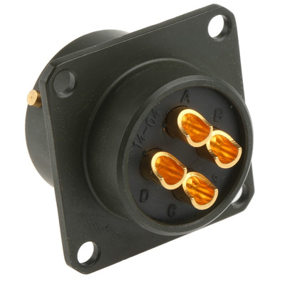 Amphenol, 62GB 4 Way Box Mount MIL Spec Circular Connector Receptacle, Socket Contacts,Shell Size 14, Bayonet Coupling,