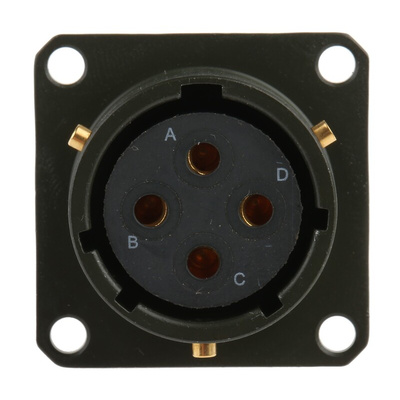 Amphenol, 62GB 4 Way Box Mount MIL Spec Circular Connector Receptacle, Socket Contacts,Shell Size 14, Bayonet Coupling,