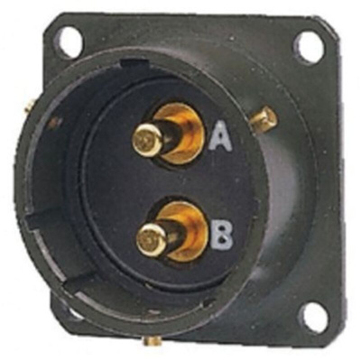 Amphenol Limited, 62GB 2 Way Box Mount MIL Spec Circular Connector Receptacle, Pin Contacts,Shell Size 18, Bayonet