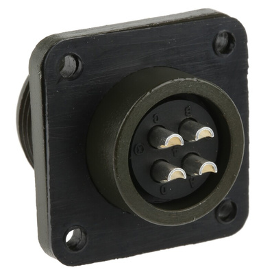 Amphenol, MS3102A 4 Way Box Mount MIL Spec Circular Connector Plug, Pin Contacts,Shell Size 14S, Screw Coupling,