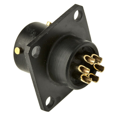Amphenol Limited, 62GB 6 Way Box Mount MIL Spec Circular Connector Receptacle, Pin Contacts,Shell Size 10, Bayonet