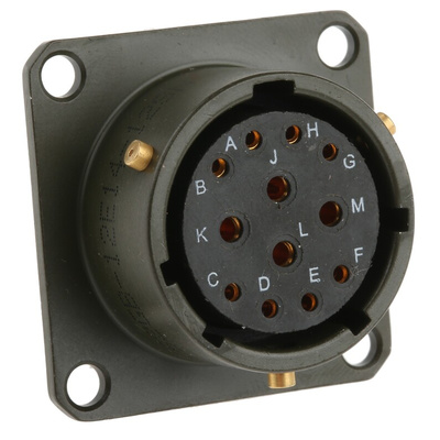 Amphenol, 62GB 12 Way Box Mount MIL Spec Circular Connector Receptacle, Socket Contacts,Shell Size 14, Bayonet