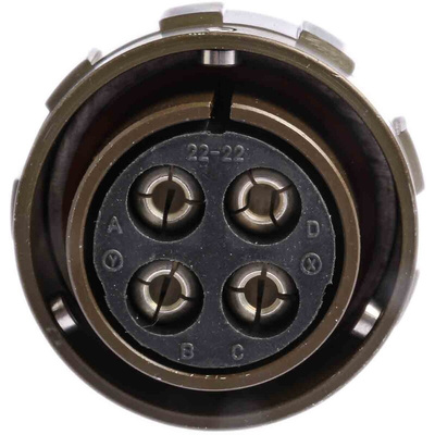 Amphenol Limited, 97B 4 Way Cable Mount MIL Spec Circular Connector Plug, Socket Contacts,Shell Size 22, Bayonet