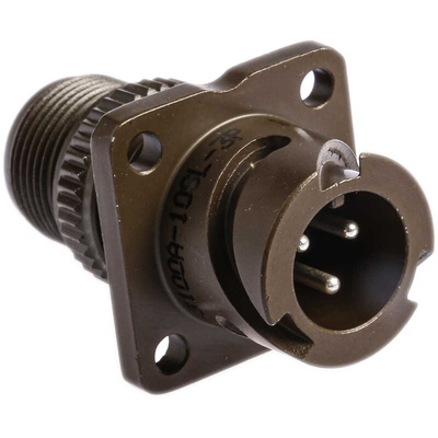 Amphenol, 97B 3 Way Wall Mount MIL Spec Circular Connector Receptacle, Pin Contacts,Shell Size 10SL, Bayonet Coupling,