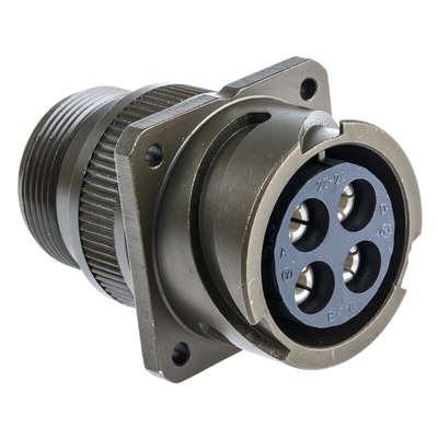 Amphenol Limited, 97B 4 Way Wall Mount MIL Spec Circular Connector Receptacle, Socket Contacts,Shell Size 22, Bayonet