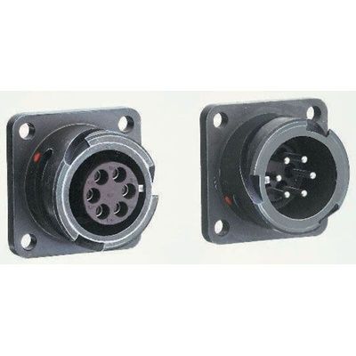 Amphenol, 97B 7 Way Wall Mount MIL Spec Circular Connector Receptacle, Socket Contacts,Shell Size 24, Bayonet Coupling,