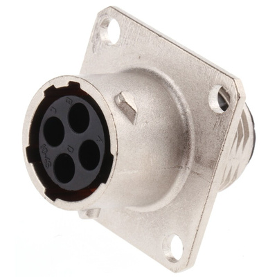 Souriau, UTO 4 Way Wall Mount MIL Spec Circular Connector Receptacle, Socket Contacts,Shell Size 10, Bayonet Coupling