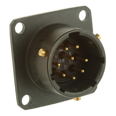 Amphenol, 62GB 8 Way Box Mount MIL Spec Circular Connector Receptacle, Pin Contacts,Shell Size 12, Bayonet Coupling,