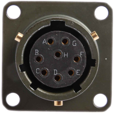 Amphenol, 62GB 8 Way Box Mount MIL Spec Circular Connector Receptacle, Socket Contacts,Shell Size 12, Bayonet Coupling,