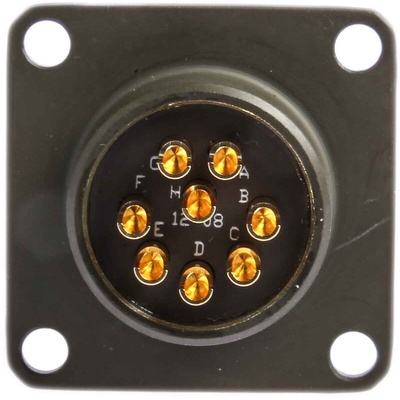 Amphenol, 62GB 8 Way Box Mount MIL Spec Circular Connector Receptacle, Socket Contacts,Shell Size 12, Bayonet Coupling,