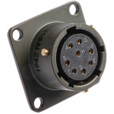 Amphenol, 62GB 8 Way Box Mount MIL Spec Circular Connector Receptacle, Socket Contacts,Shell Size 12, Bayonet Coupling,