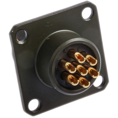 Amphenol, 62GB 7 Way Box Mount MIL Spec Circular Connector Receptacle, Pin Contacts,Shell Size 10, Bayonet Coupling,