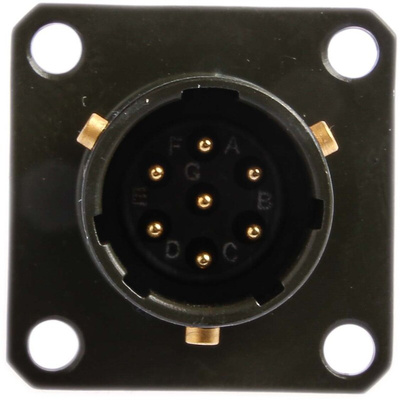Amphenol, 62GB 7 Way Box Mount MIL Spec Circular Connector Receptacle, Pin Contacts,Shell Size 10, Bayonet Coupling,