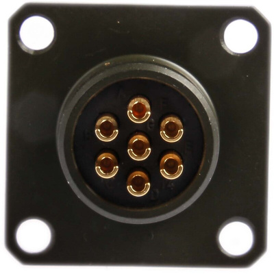 Amphenol, 62GB 7 Way Box Mount MIL Spec Circular Connector Receptacle, Pin Contacts,Shell Size 10, Bayonet Coupling,