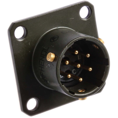 Amphenol, 62GB 7 Way Box Mount MIL Spec Circular Connector Receptacle, Pin Contacts,Shell Size 10, Bayonet Coupling,