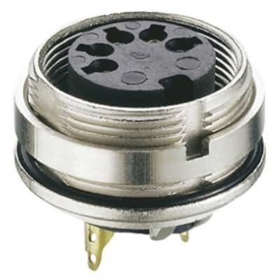 Lumberg 6 Pole Din Socket, DIN EN 60529, 5A, 250 V ac IP68, Female, Panel Mount