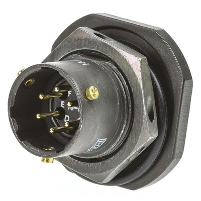 Amphenol Limited, 62GB 6 Way Panel Mount MIL Spec Circular Connector Receptacle, Pin Contacts,Shell Size 10, Bayonet