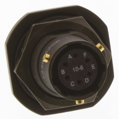 Amphenol Limited, 62GB 6 Way Panel Mount MIL Spec Circular Connector Receptacle, Socket Contacts,Shell Size 10, Bayonet