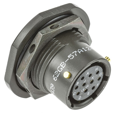 Amphenol Limited, 62GB 10 Way Panel Mount MIL Spec Circular Connector Receptacle, Socket Contacts,Shell Size 12,