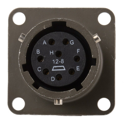 Amphenol Industrial, PT 8 Way Panel Mount MIL Spec Circular Connector Receptacle, Socket Contacts,Shell Size 12,