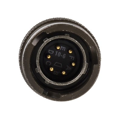 Amphenol, PT 6 Way Cable Mount MIL Spec Circular Connector Plug, Pin Contacts,Shell Size 10, Bayonet, MIL-DTL-26482