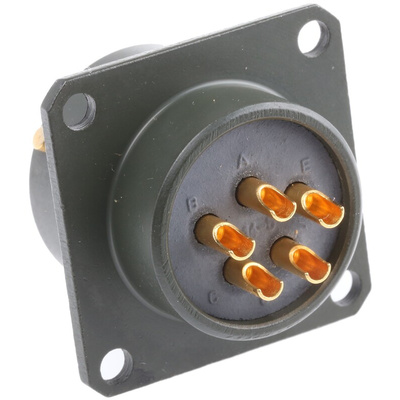 Amphenol Limited, 62GB 5 Way Box Mount MIL Spec Circular Connector Receptacle, Pin Contacts,Shell Size 14, Bayonet