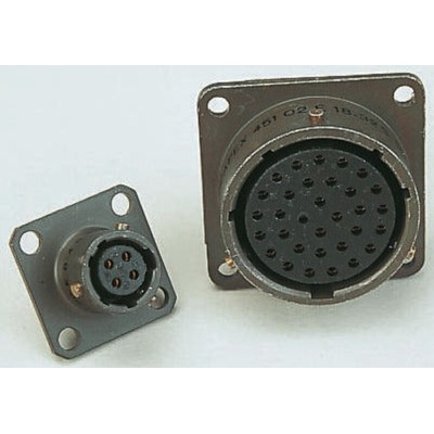 ITT Cannon, KPT 32 Way Box Mount MIL Spec Circular Connector Receptacle, Socket Contacts,Shell Size 18, Bayonet Coupling