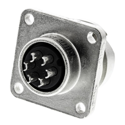 ITT Cannon, CA-COM 6 Way Box Mount MIL Spec Circular Connector Receptacle, Pin Contacts,Shell Size 14S, Bayonet Coupling