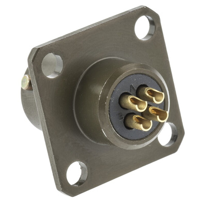 Amphenol Socapex, 451 4 Way Panel Mount MIL Spec Circular Connector Receptacle, Socket Contacts,Shell Size 8, Bayonet