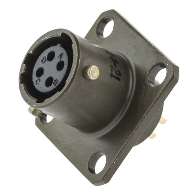 Amphenol Socapex, 451 4 Way Panel Mount MIL Spec Circular Connector Receptacle, Socket Contacts,Shell Size 8, Bayonet