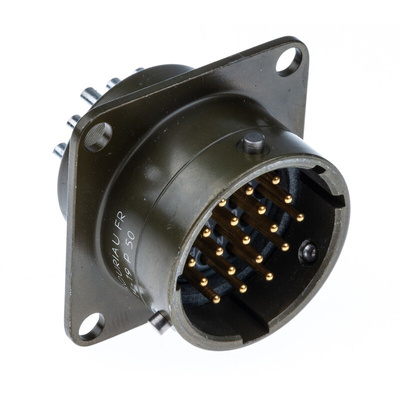 Souriau, 851 19 Way Panel Mount MIL Spec Circular Connector Receptacle, Pin Contacts,Shell Size 14, Bayonet Coupling,