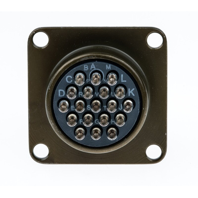 Souriau, 851 19 Way Panel Mount MIL Spec Circular Connector Receptacle, Pin Contacts,Shell Size 14, Bayonet Coupling,