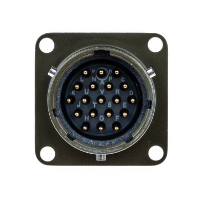 Souriau, 851 19 Way Panel Mount MIL Spec Circular Connector Receptacle, Pin Contacts,Shell Size 14, Bayonet Coupling,