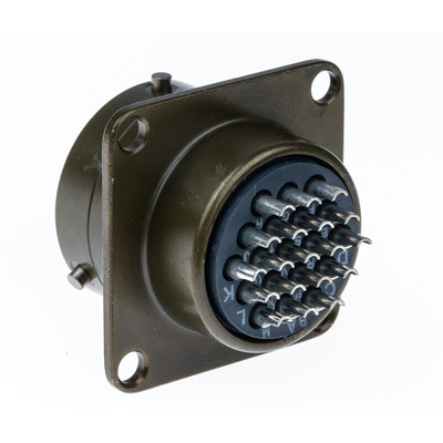 Souriau, 851 19 Way Panel Mount MIL Spec Circular Connector Receptacle, Pin Contacts,Shell Size 14, Bayonet Coupling,