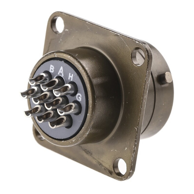 Souriau, 851 10 Way Panel Mount MIL Spec Circular Connector Receptacle, Pin Contacts,Shell Size 12, Bayonet Coupling,
